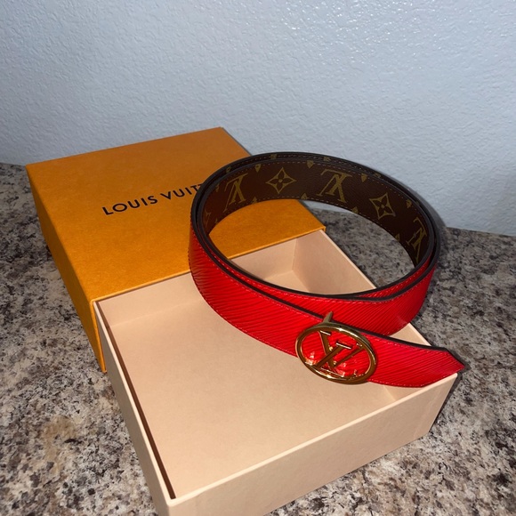 Louis Vuitton Red Pomme D'Amour Monogram Vernis Belt Size 90/36